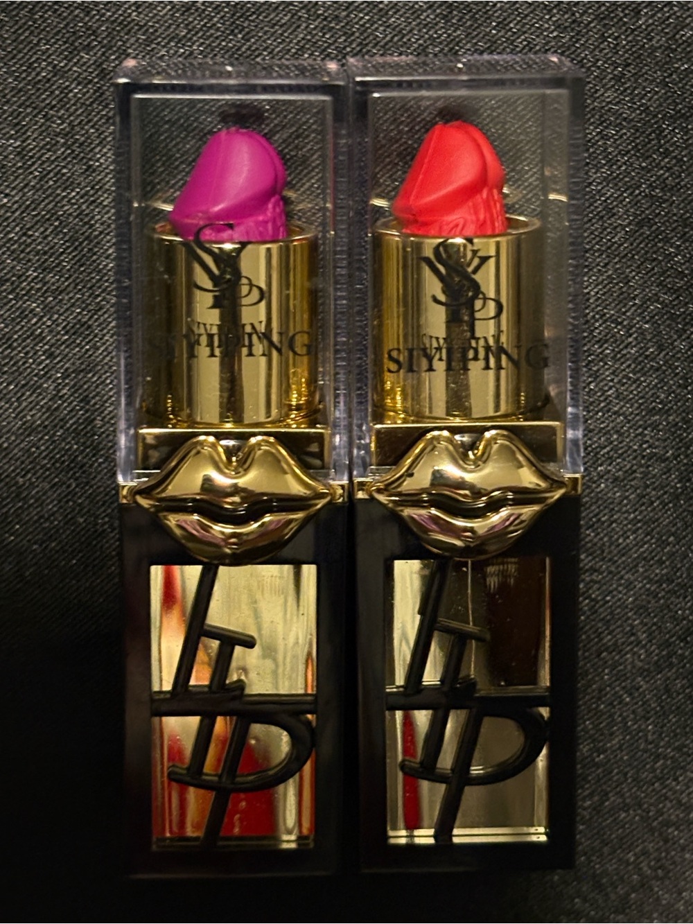 Siyiping Ping Double Lipstick Set — Fuchsia & Coral Red